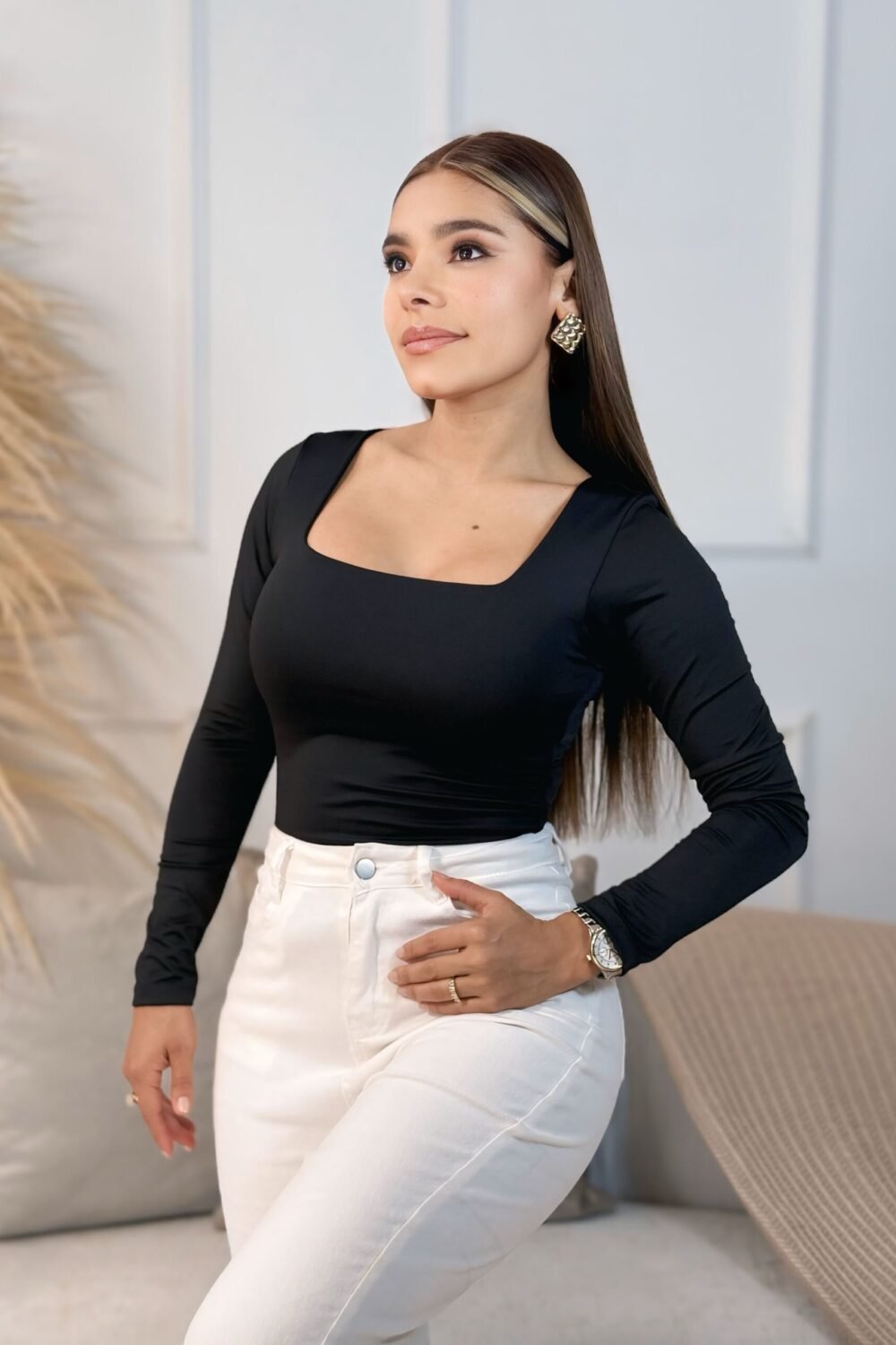 BODY MANGA LARGA CUELLO CUADRADO