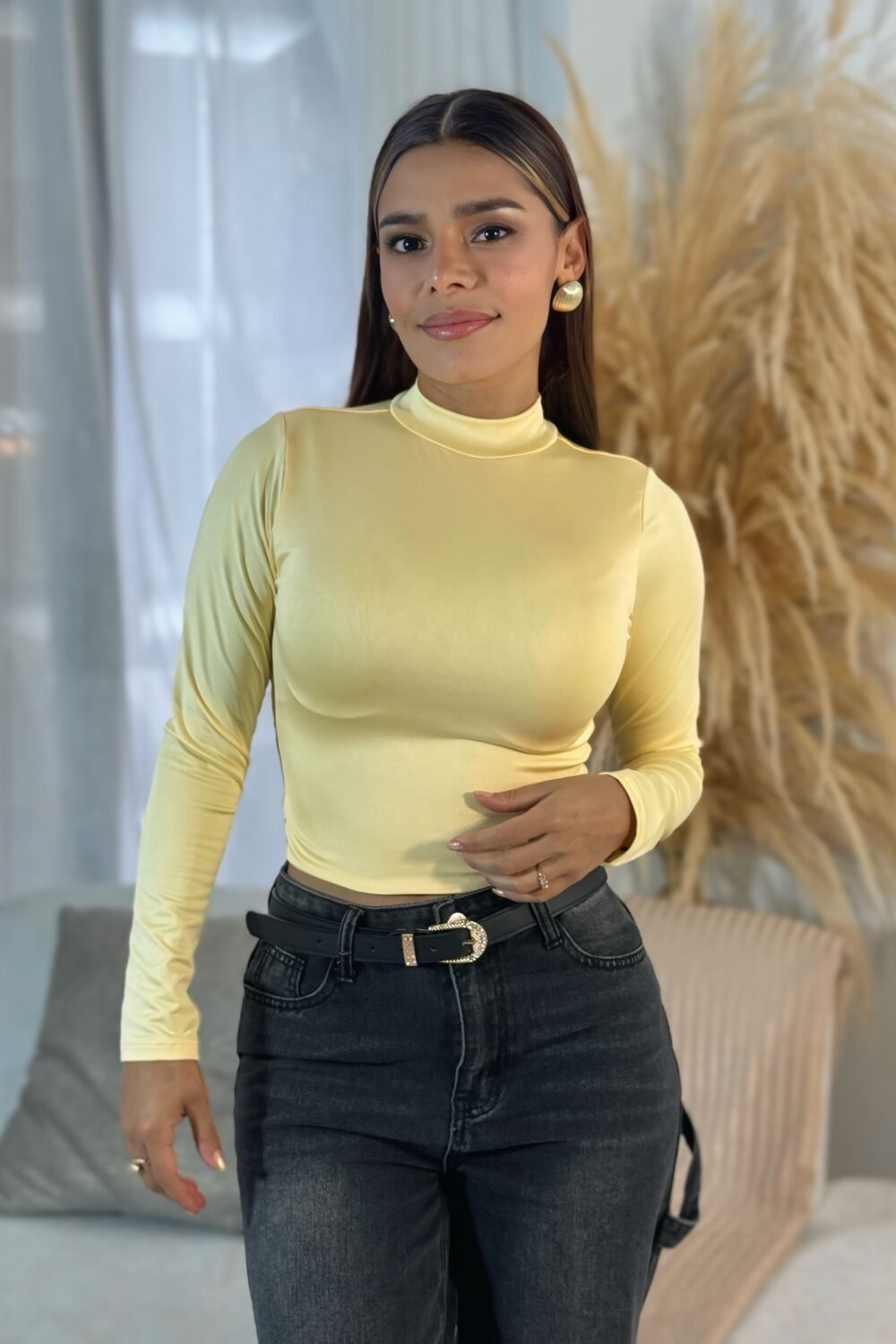 CROP TOP CUELLO TORTUGA MANGA LARGA